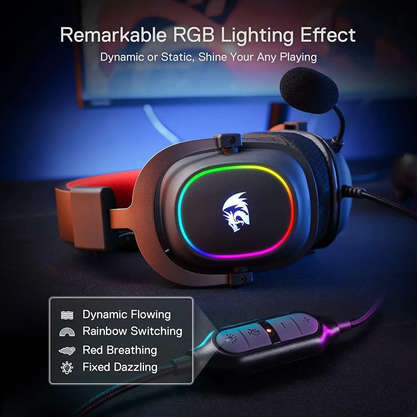 Redragon H510 Zeus-X RGB Wired Backlit Gaming Headset 7.1 Surround Sound Multi Platforms Headphone