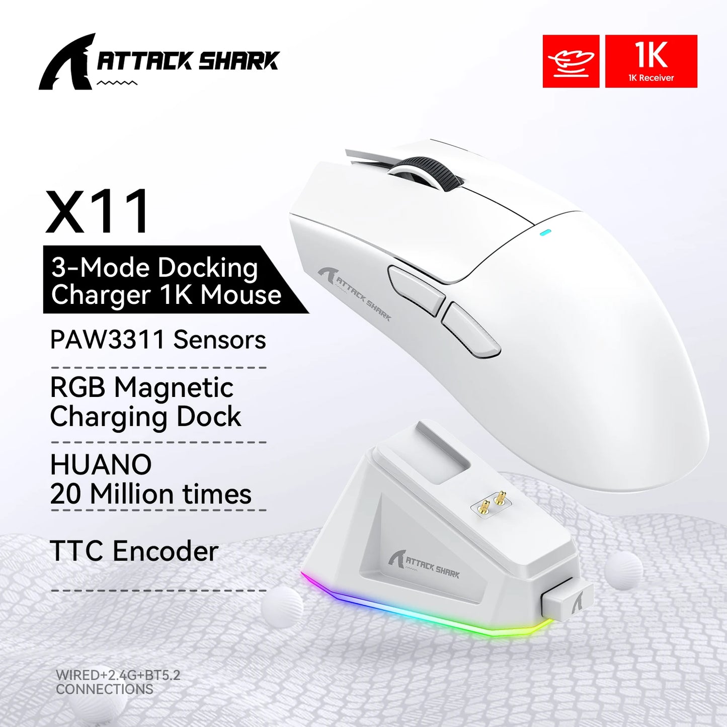 Ratón inalámbrico para juegos Attack Shark X11