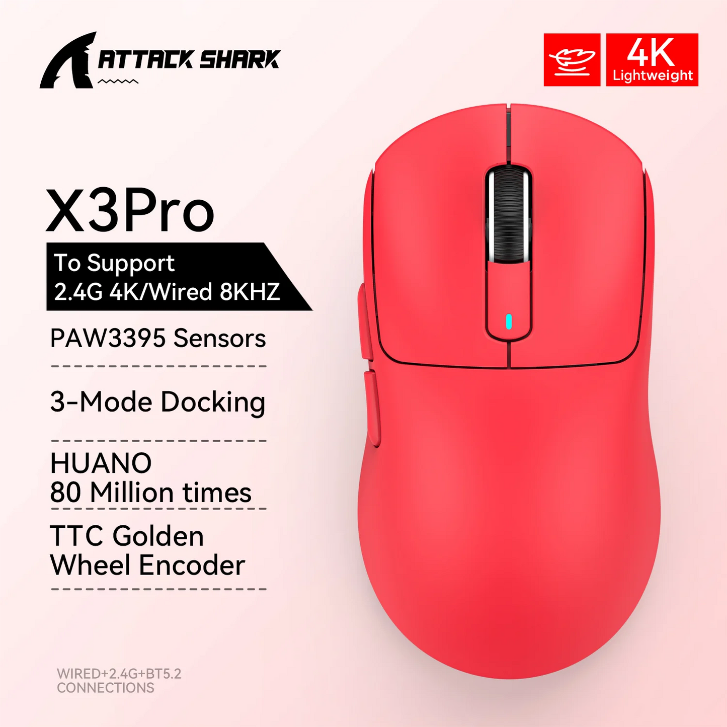 Attack Shark X3 Pro X3 Ratón inalámbrico ligero