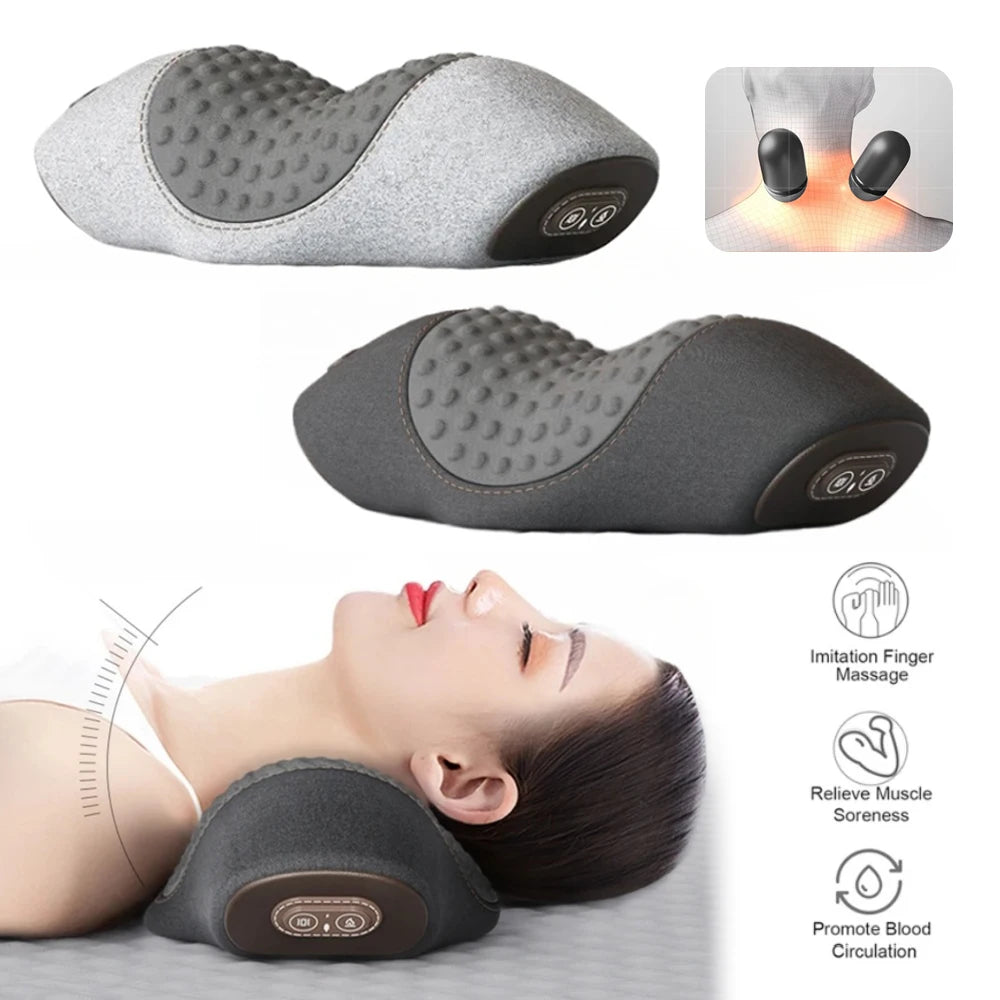 Electric Neck Massager Pillow Cervical Stretcher Heating Vibration Massage Back Traction Orthopedic Sleeping