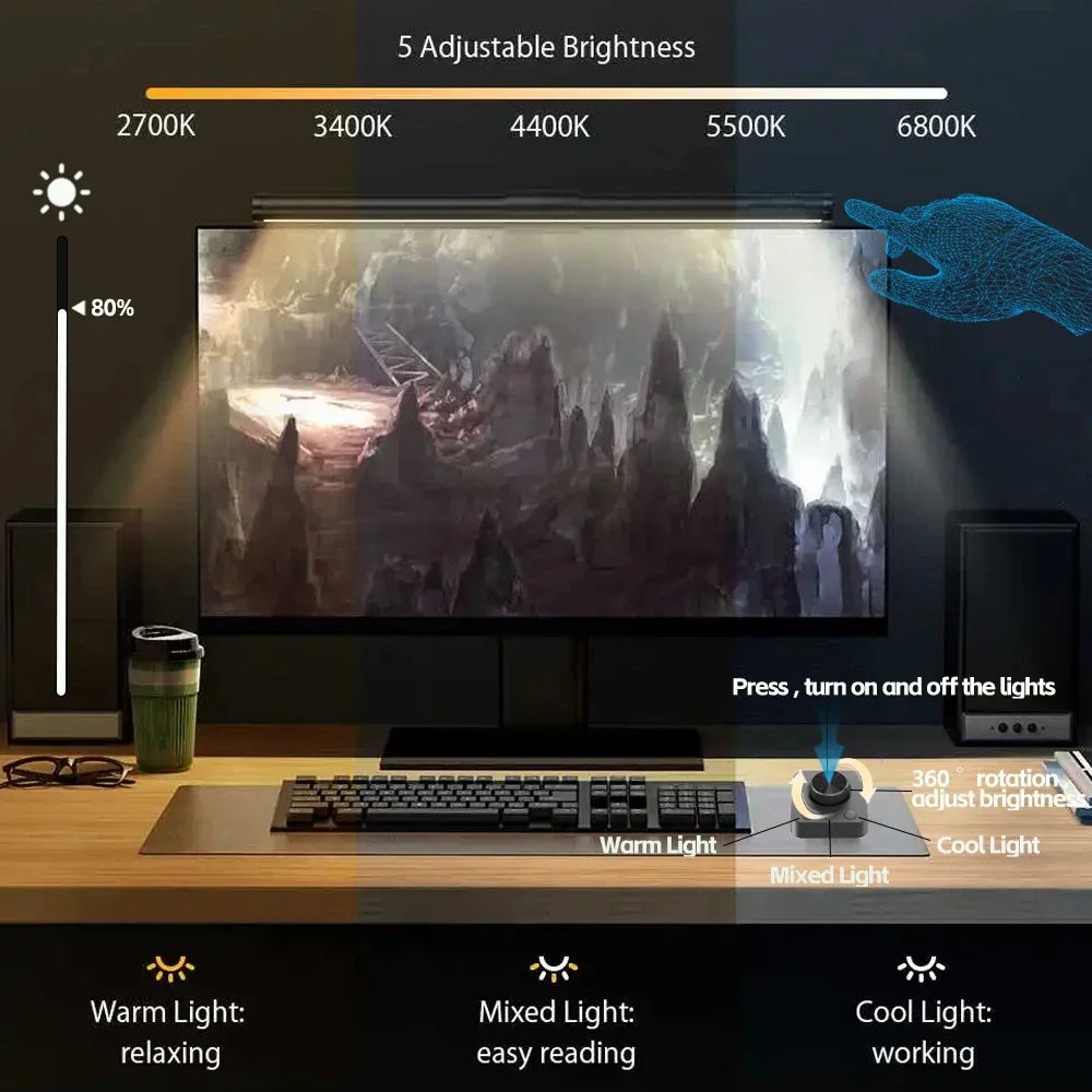 LED Light Bar for Monitor - RGB Atmosphere Lamp with Touch Control, 44cm