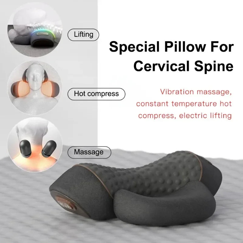 Electric Neck Massager Pillow Cervical Stretcher Heating Vibration Massage Back Traction Orthopedic Sleeping