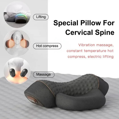 Electric Neck Massager Pillow Cervical Stretcher Heating Vibration Massage Back Traction Orthopedic Sleeping