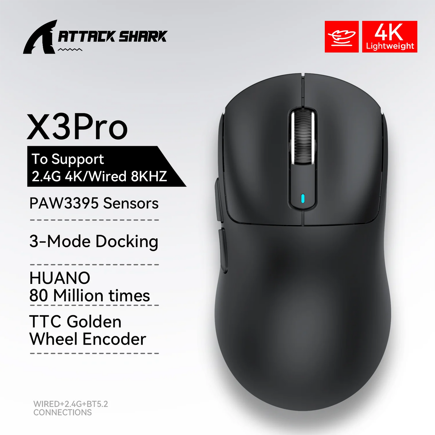 Attack Shark X3 Pro X3 Ratón inalámbrico ligero