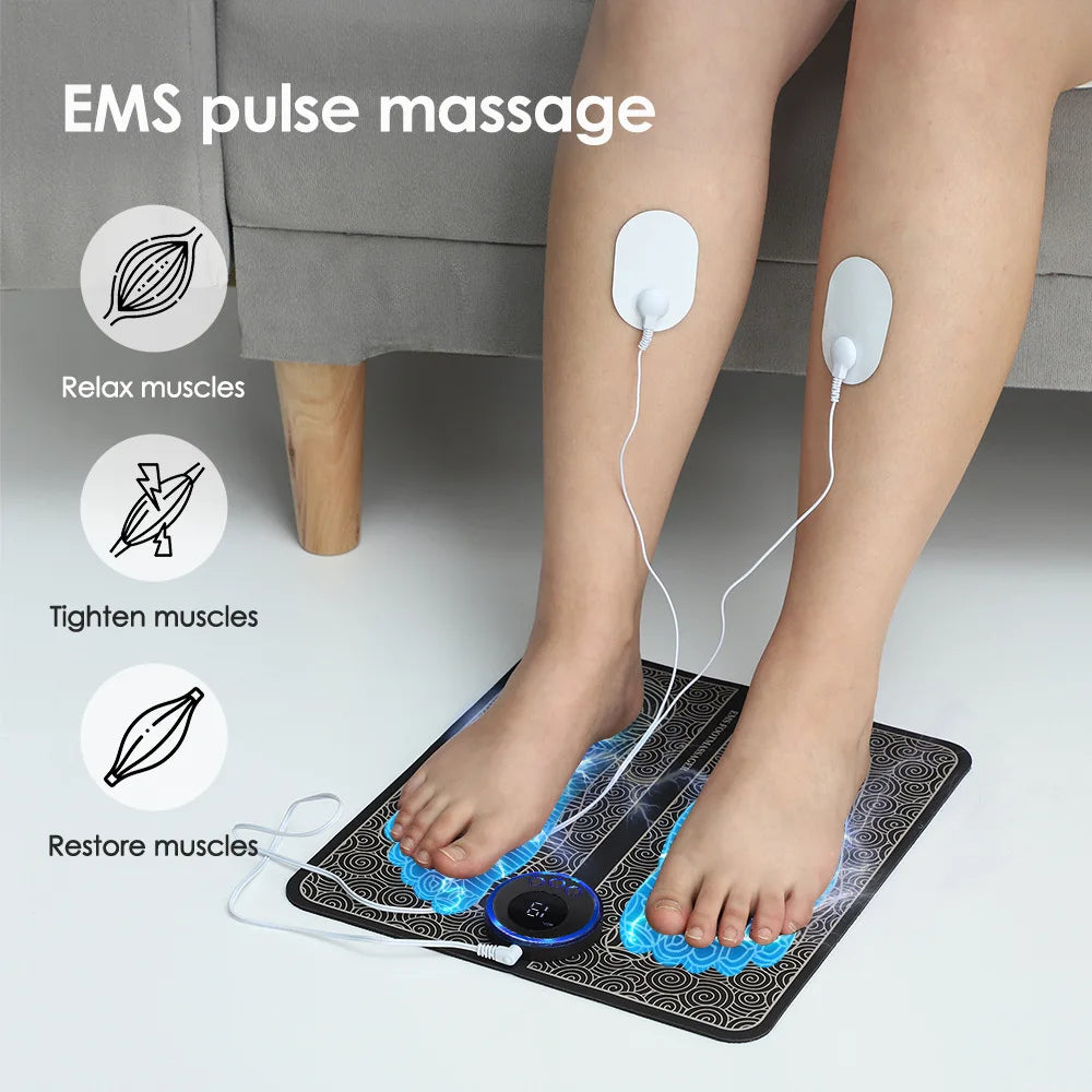Almohadilla de masajeador de pies EMS – Terapia de pulso eléctrico para alivio del dolor y relajación