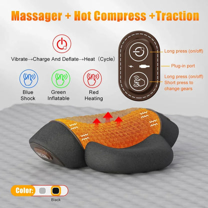 Electric Neck Massager Pillow Cervical Stretcher Heating Vibration Massage Back Traction Orthopedic Sleeping