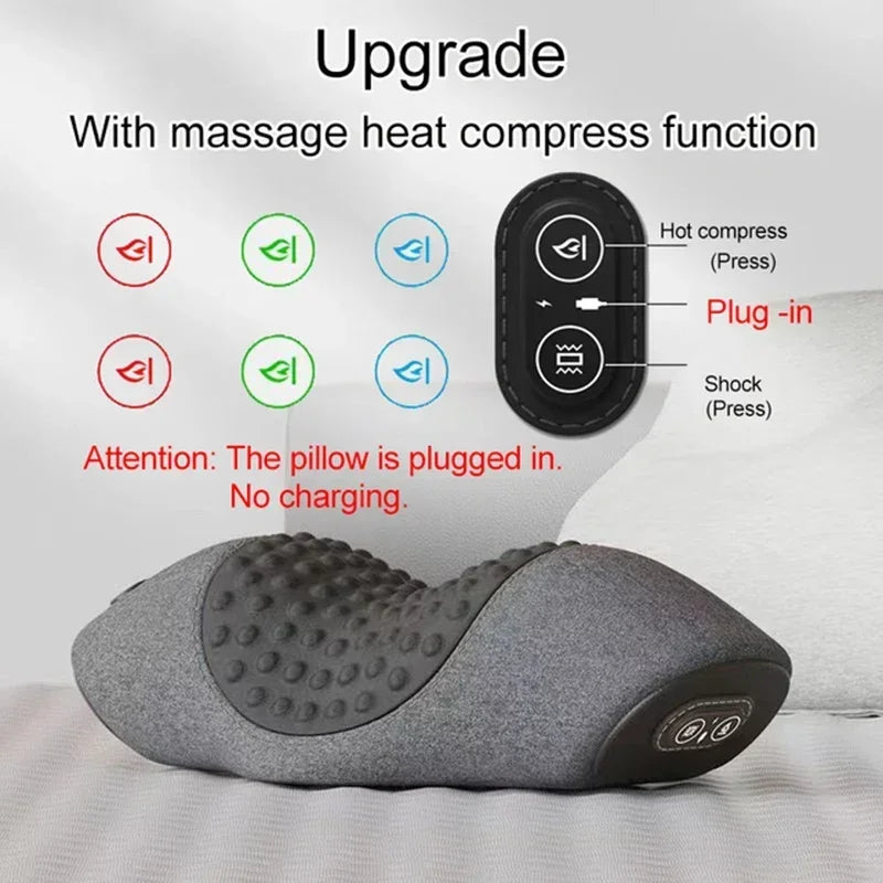 Electric Neck Massager Pillow Cervical Stretcher Heating Vibration Massage Back Traction Orthopedic Sleeping