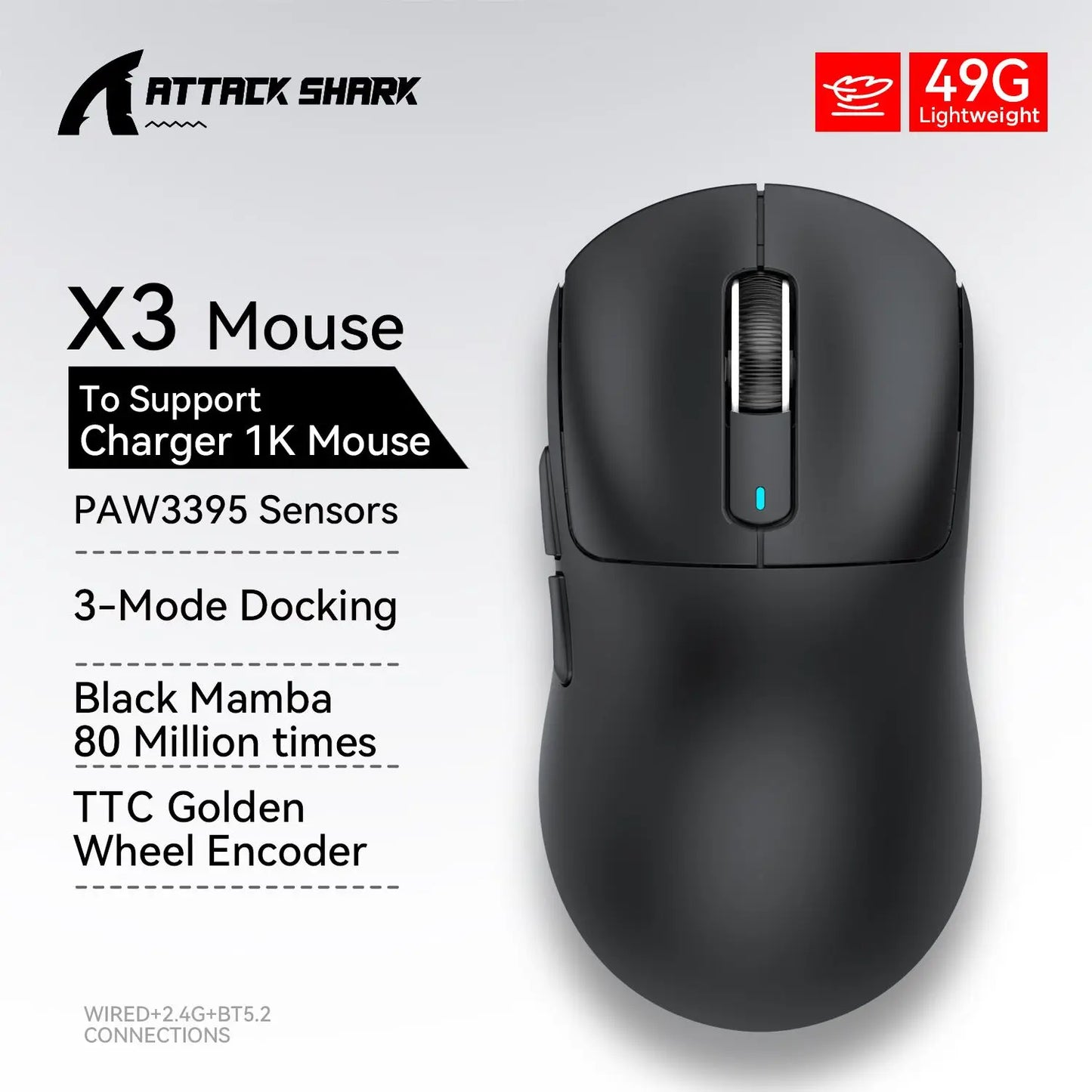 Attack Shark X3 Pro X3 Ratón inalámbrico ligero