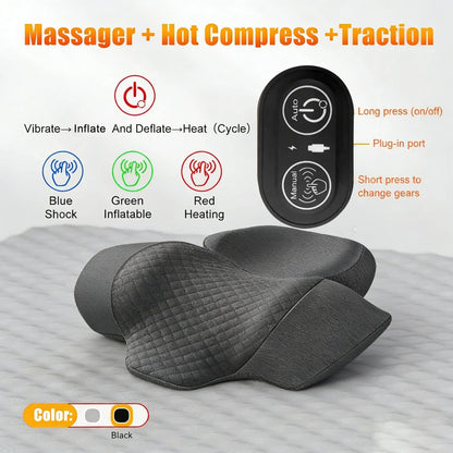 Electric Neck Massager Pillow Cervical Stretcher Heating Vibration Massage Back Traction Orthopedic Sleeping