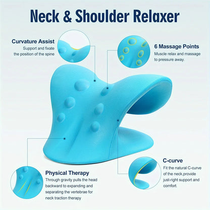 Almohada de tracción cervical en forma de C, relajante de cuello y hombros para alivio del dolor de ATM y alineación de la columna vertebral