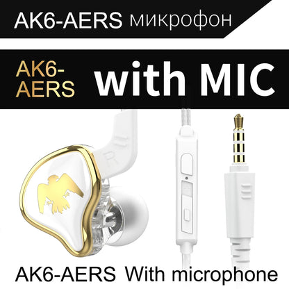 Original QKZ AK6 Copper Driver HiFi Wired Earphone Race Sport & Gaming