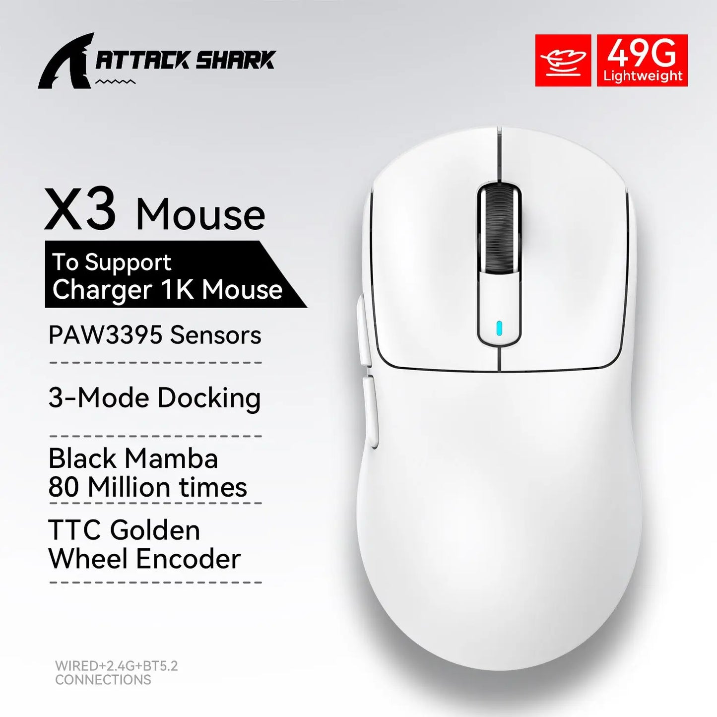 Attack Shark X3 Pro X3 Ratón inalámbrico ligero