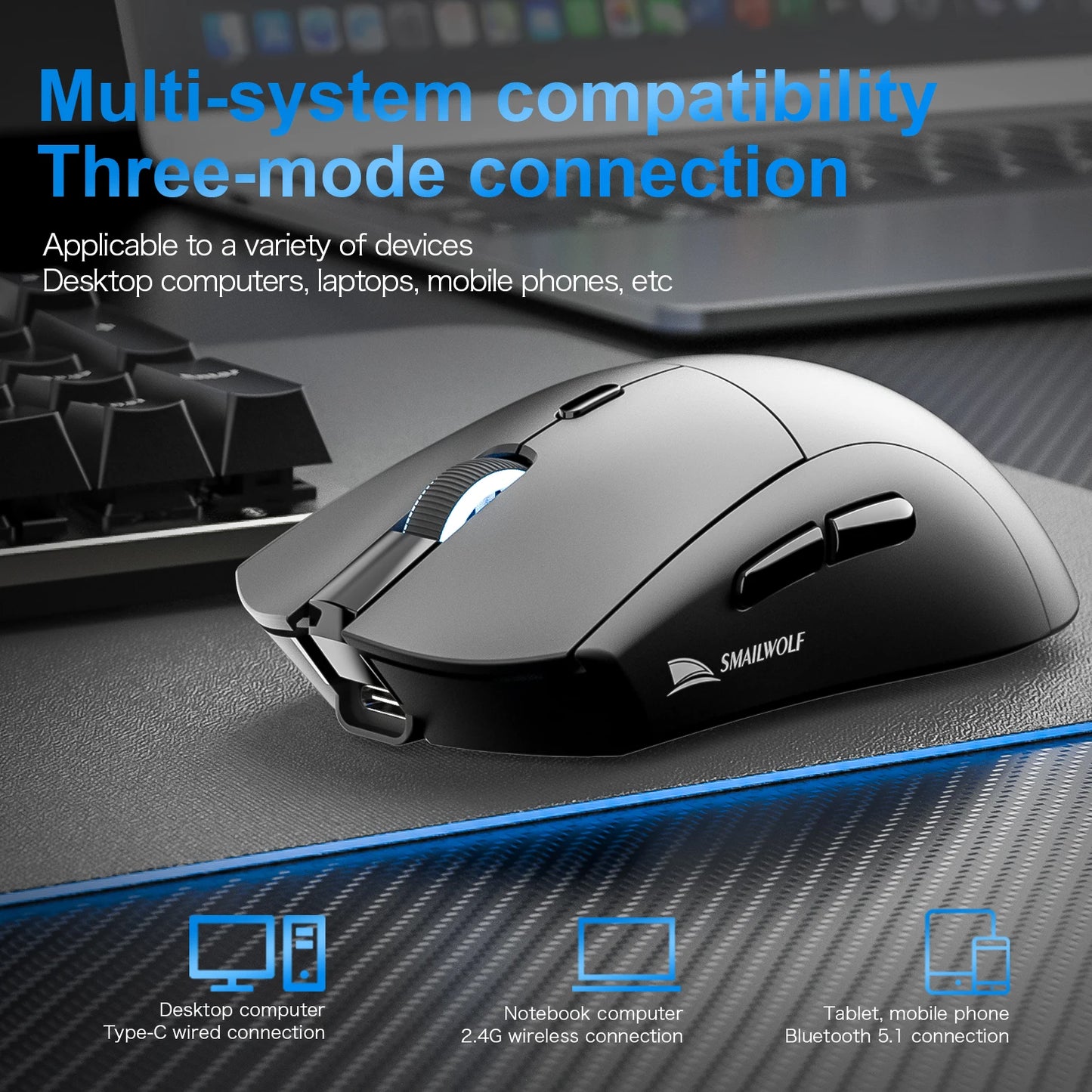 Ratón inalámbrico para juegos SMAILWOLF RS7 Bluetooth
