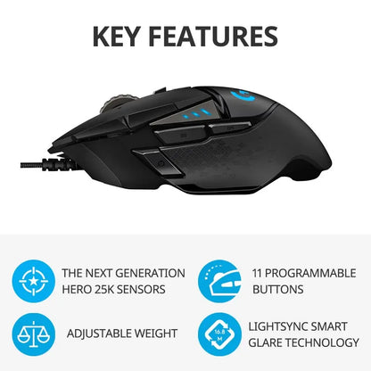 Mouse alámbrico para videojuegos Logitech G502 HERO Master 502