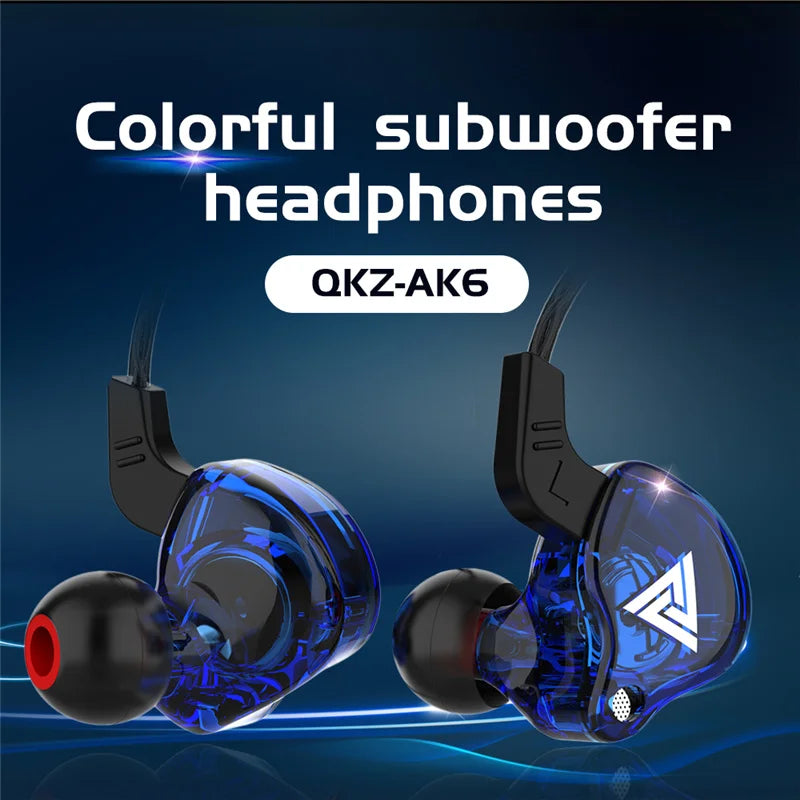 Original QKZ AK6 Copper Driver HiFi Wired Earphone Race Sport & Gaming