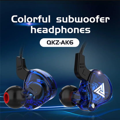 Original QKZ AK6 Copper Driver HiFi Wired Earphone Race Sport & Gaming