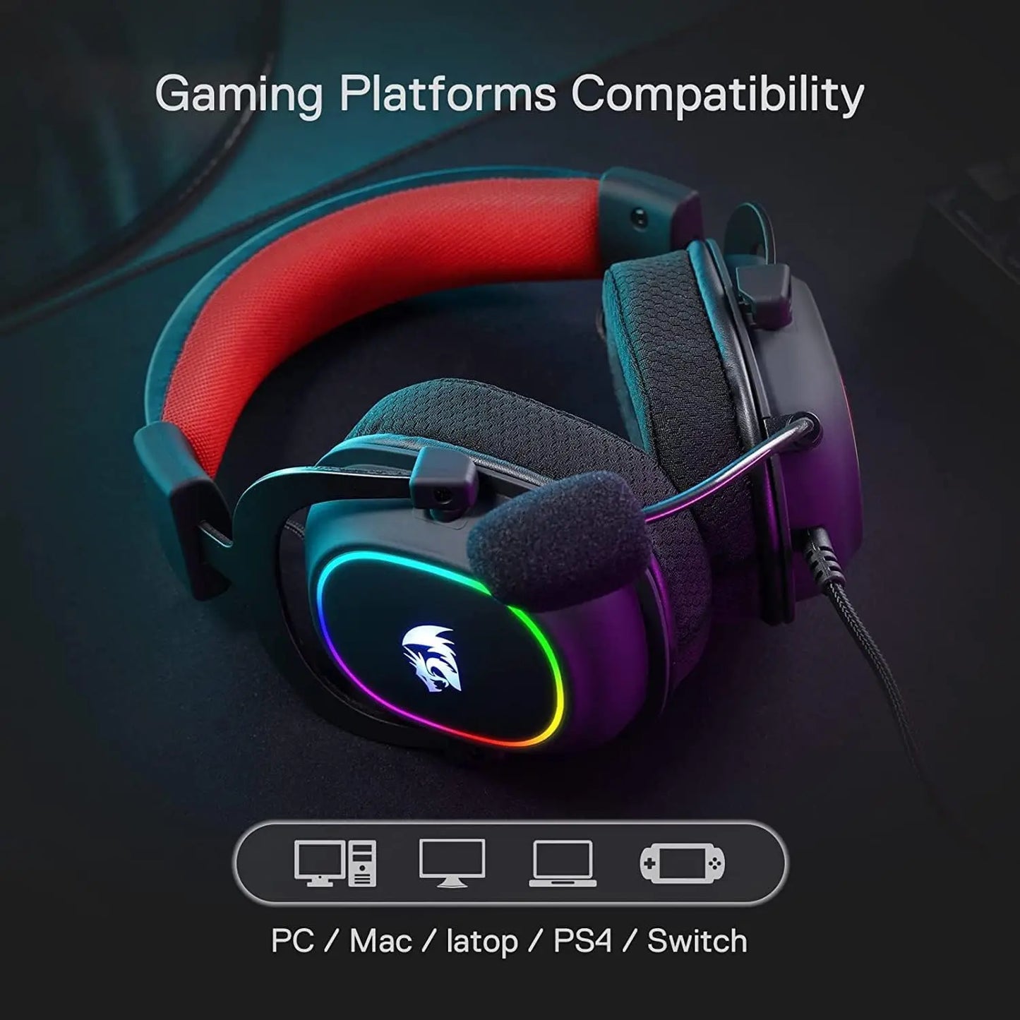 Redragon H510 Zeus-X RGB Wired Backlit Gaming Headset 7.1 Surround Sound Multi Platforms Headphone