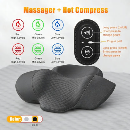 Electric Neck Massager Pillow Cervical Stretcher Heating Vibration Massage Back Traction Orthopedic Sleeping