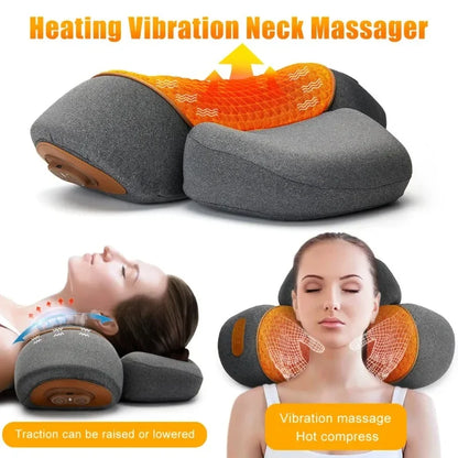 Electric Neck Massager Pillow Cervical Stretcher Heating Vibration Massage Back Traction Orthopedic Sleeping