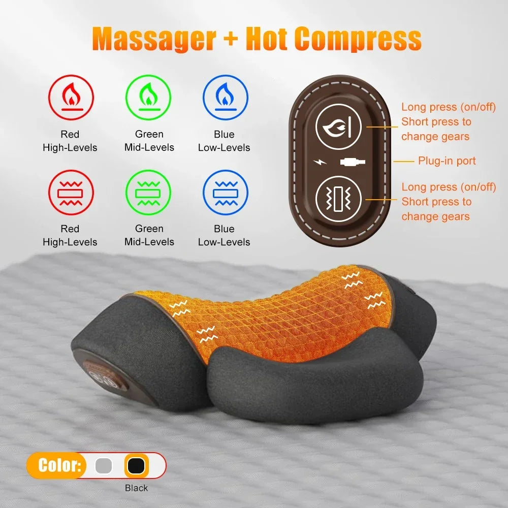 Electric Neck Massager Pillow Cervical Stretcher Heating Vibration Massage Back Traction Orthopedic Sleeping