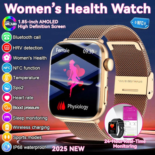 New Women Men AI Smart Diagnosis Watch HRV+PPG Blood Pressure Heart Rate Health Monitor IP68 NFC Fashion Sports Smartwatchs