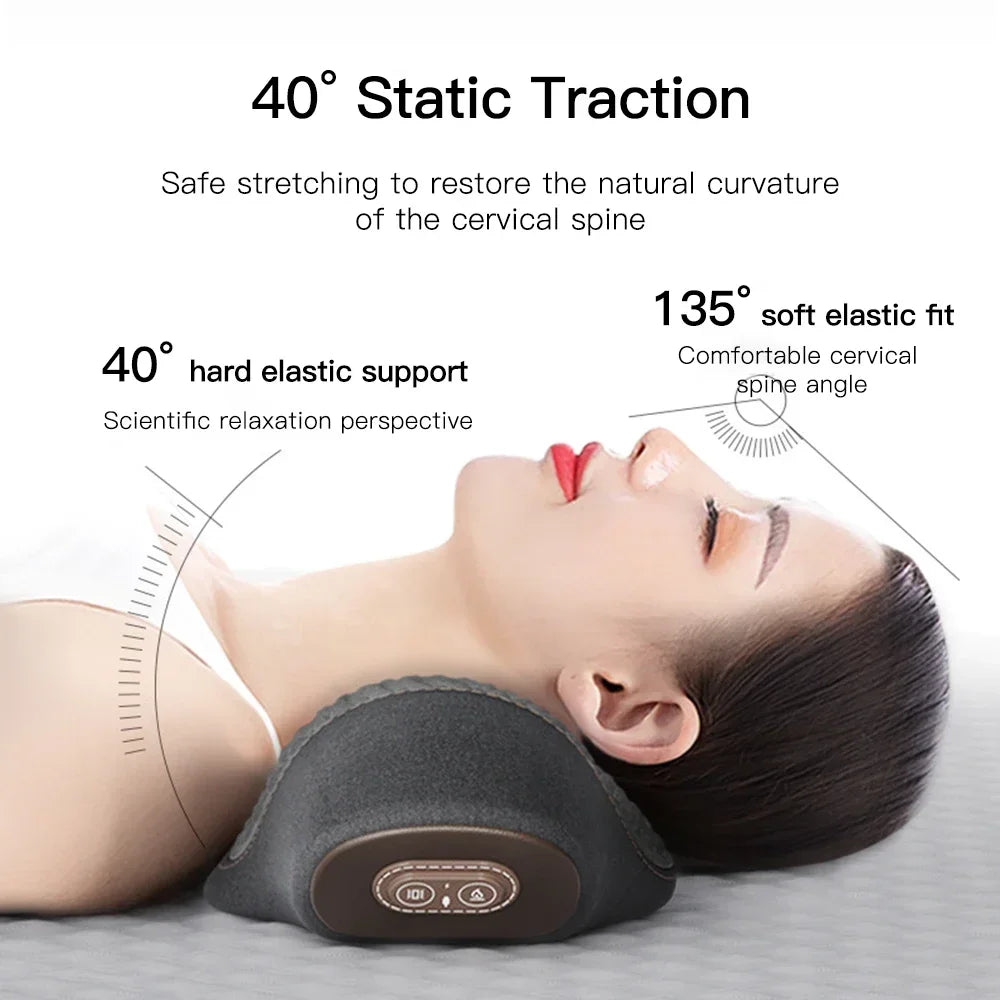 Electric Neck Massager Pillow Cervical Stretcher Heating Vibration Massage Back Traction Orthopedic Sleeping