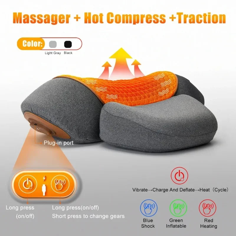 Electric Neck Massager Pillow Cervical Stretcher Heating Vibration Massage Back Traction Orthopedic Sleeping